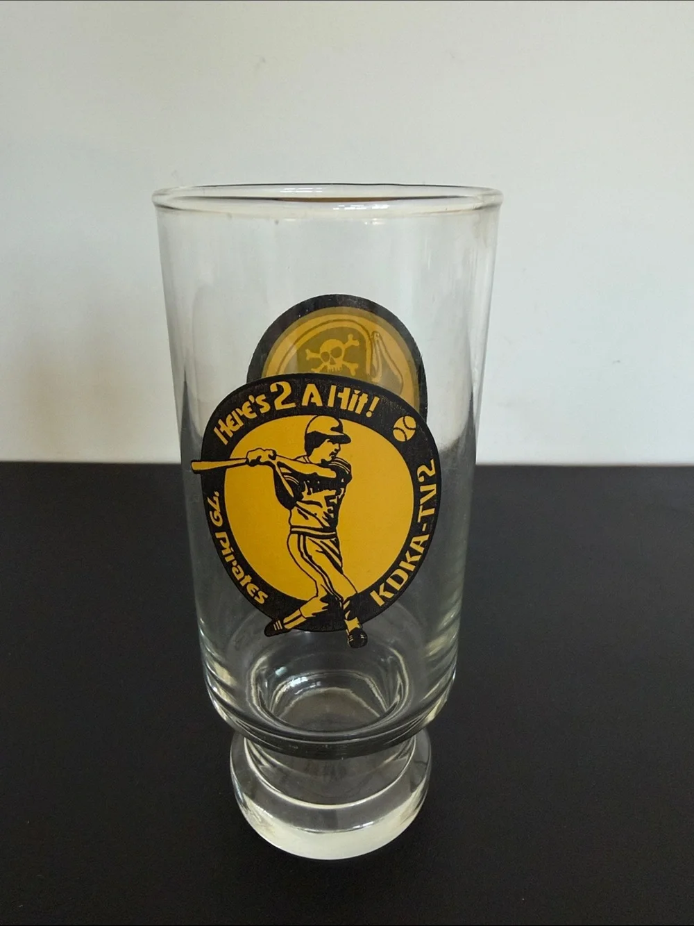 Vintage 1979 Pittsburgh Pirates KDKA TV2 Heres 2 A Hit Pedestal Glass